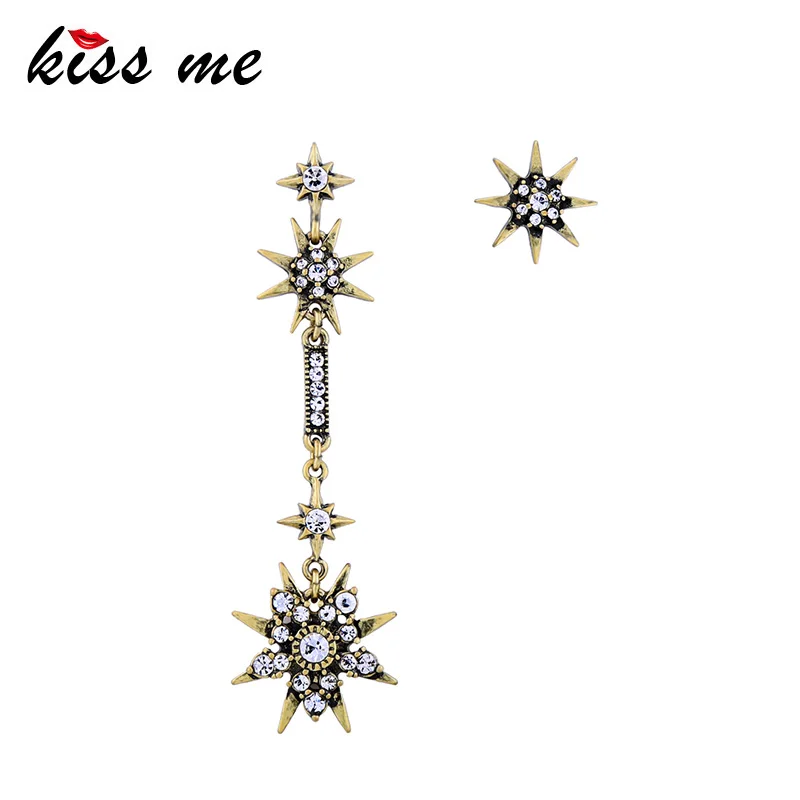 Женские асимметричные серьги KISS ME из сплава цинка стразы Ретро стиль