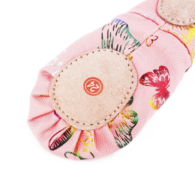 Балетки B24 для девочек и женщин розовые холщовые туфли с мягкой подошвой принтом