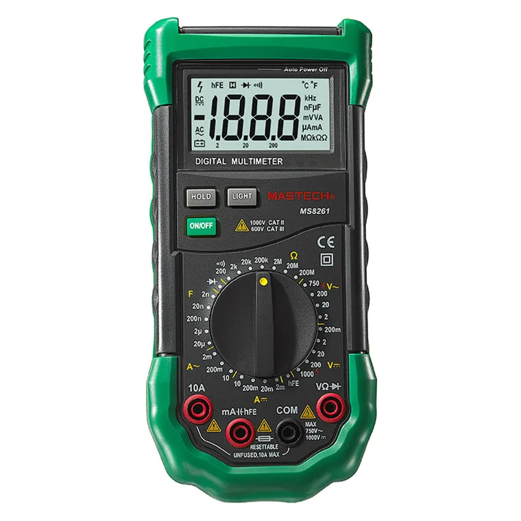 MasTECH MS8261 Цифровой мультиметр 3 1/2 AC DC V/acacac64 тестер сопротивления транзисторов