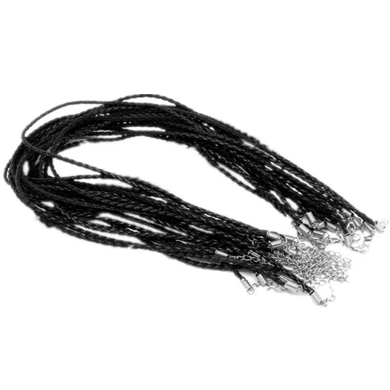

10Pcs Necklaces Leatheroid Weave Strings Black Jewelry Fashion DIY Findings 17"