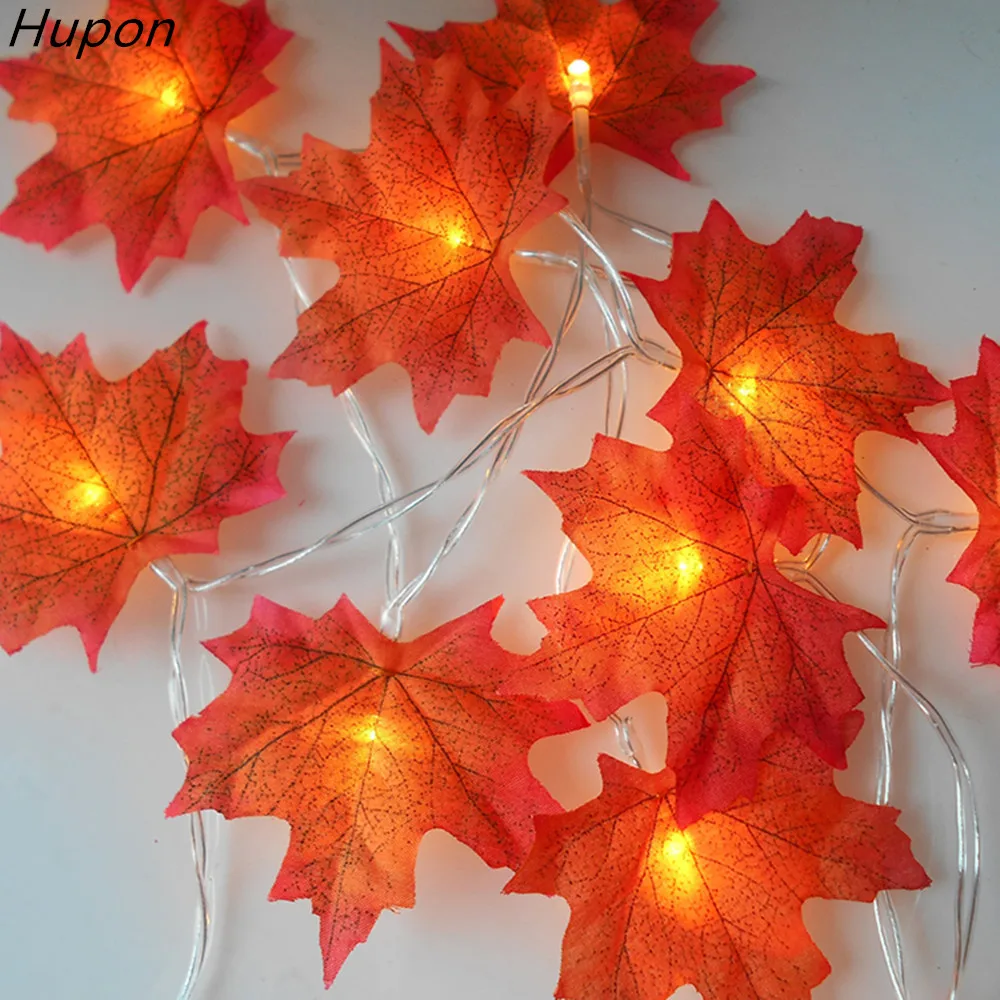 1.5M 3M 20 Lights Maple Leaves Garland Led Fairy Lights for Christmas Decoration Autumn String Light Festive DIY Halloween Decor