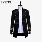 PYJTRL мужской двубортный длинный приталенный Блейзер в английском стиле, дизайнерский Свадебный костюм для жениха, Мужская сценическая одежда, костюм певицы