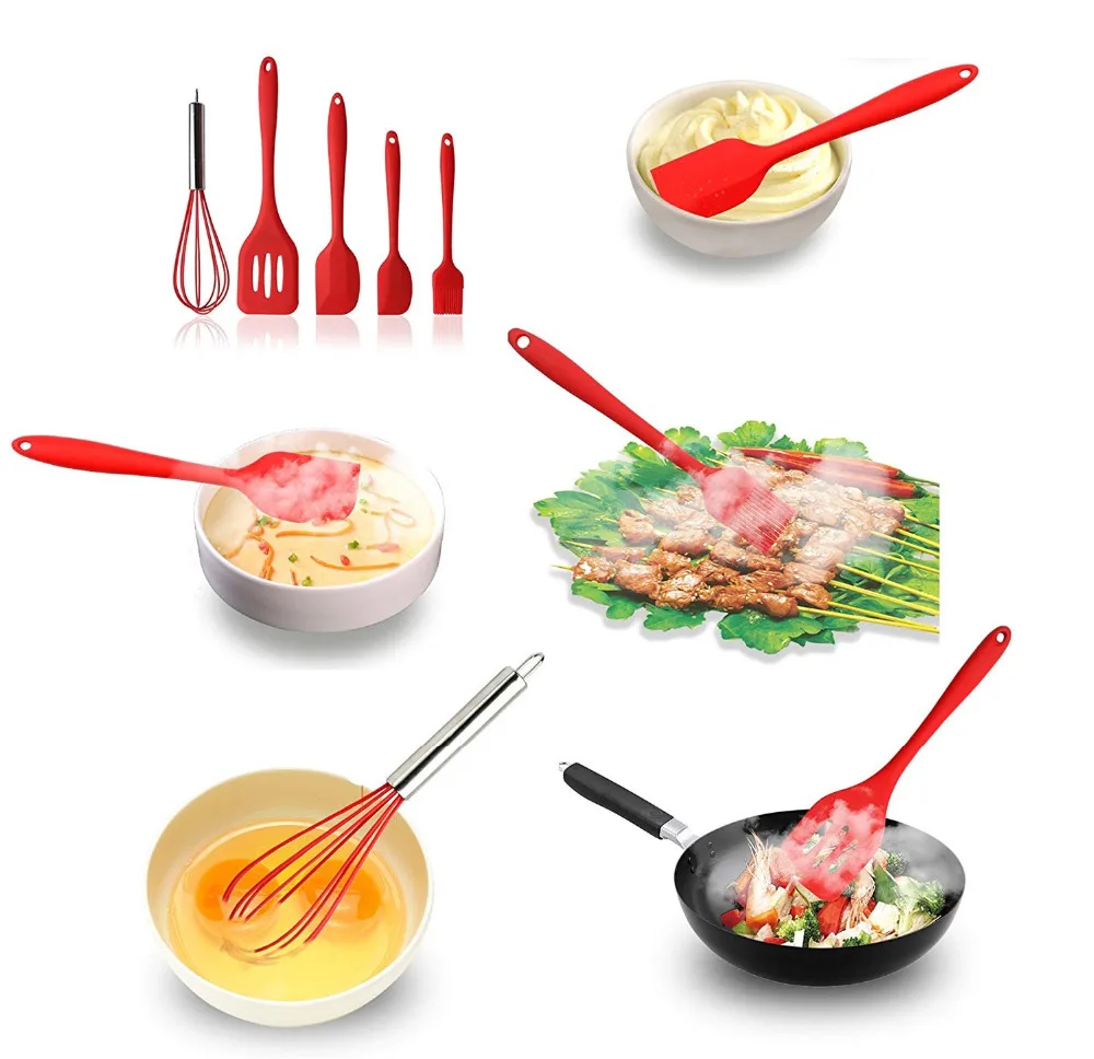 5 шт./компл. силиконовый набор кухонной утвари лопатка кухонная утварь|Наборы