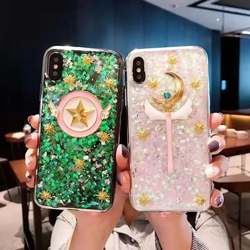 Для iphone XR Bling чехол с принтом "Сейлор Мун", мультяшный чехол для телефона для iphone X XS Max 6 7 8plus Cardcaptor Sakura мягкая задняя крышка из ТПУ