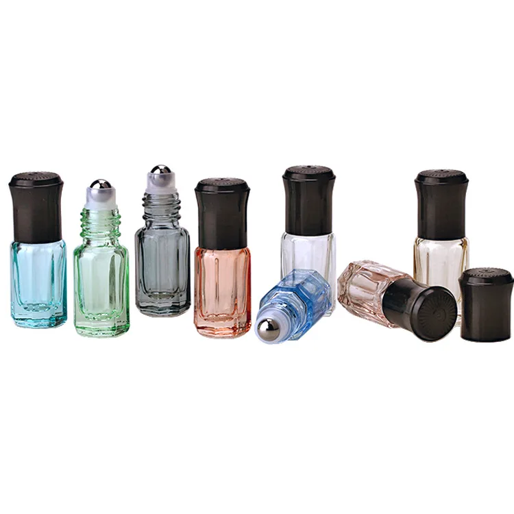 3ml Leere Mini Glas Rollon Flaschen Für Ätherische Öle Nachfüllbar Parfüm Deodorant Container Mit Schwarz Deckel