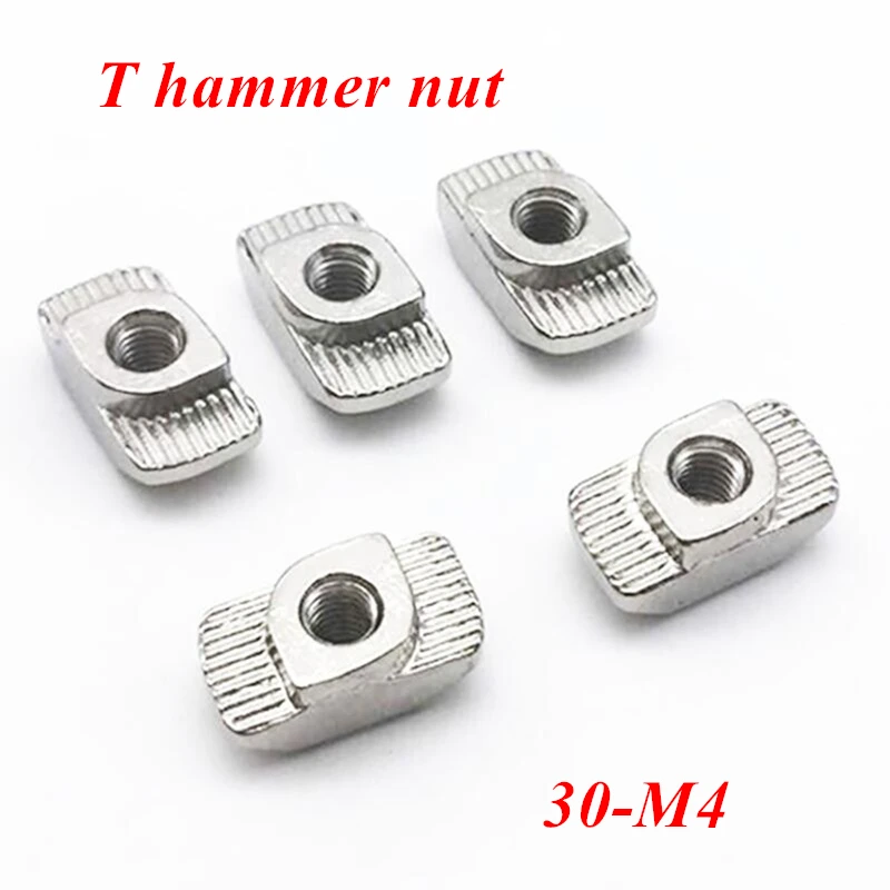 100 шт. 30-M4 T-nut для 3D принтера скользящая T-образная головка молотка крепежная гайка
