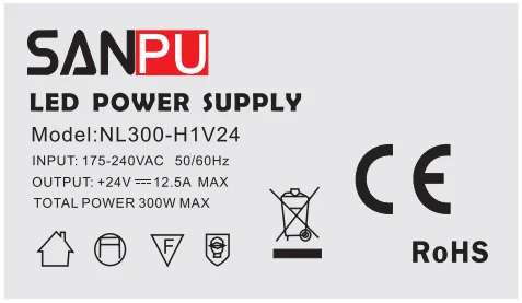 SANPU 24 V светодиодный драйвер 300 W 12A постоянного Напряжение переключение Питание трансформатор 220 V AC Вход тонкий IP20 внутренний алюминиевый свет