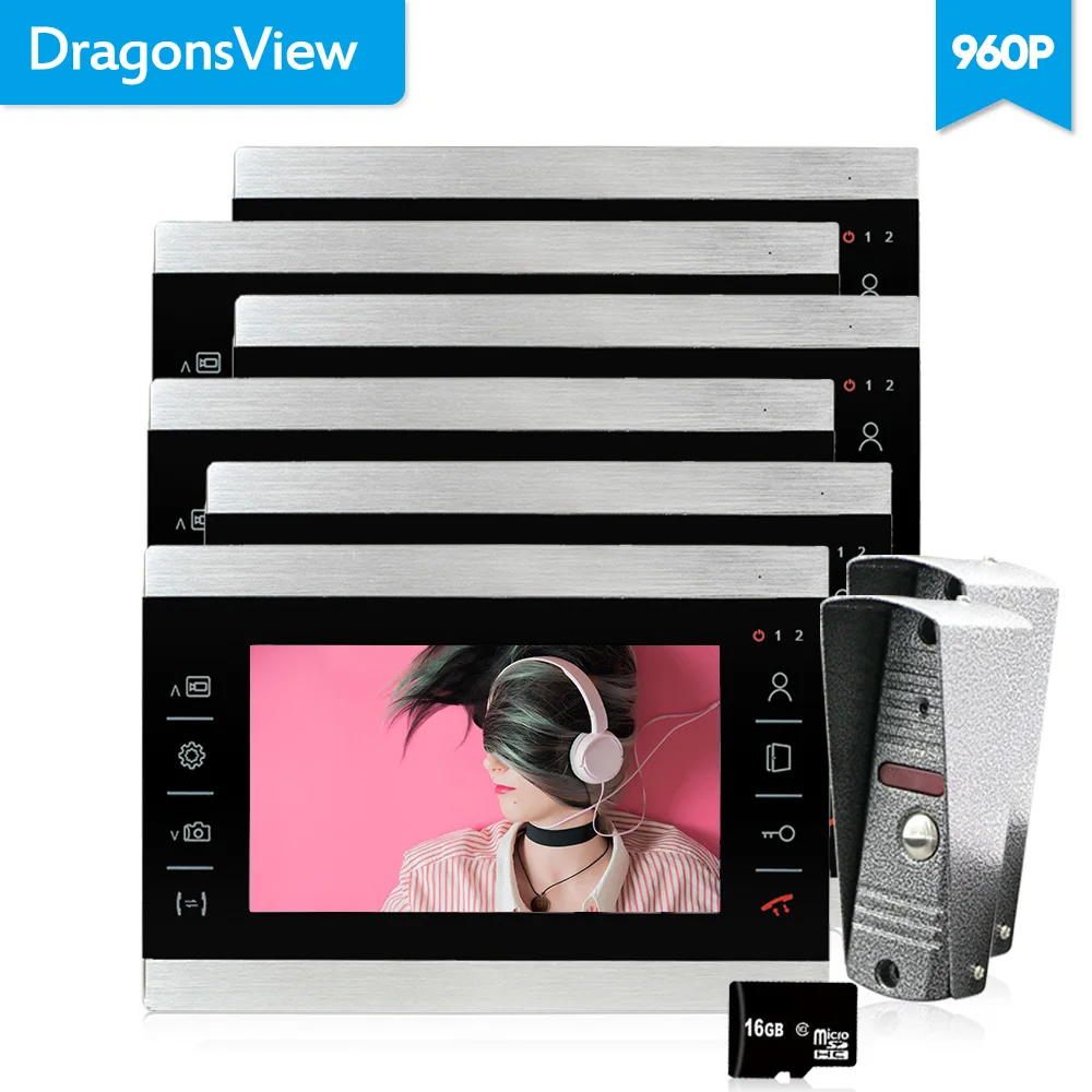 Видеодомофон Dragonsview экран 7 дюймов 960P видеодомофон с видеокамерой