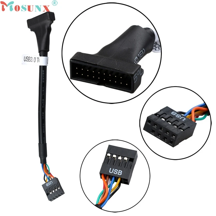 Кабель-переходник Mosunx Simplestone 12 см 19-контактный разъем USB3.0 на 9-контактный USB2.0 для