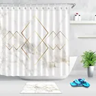 Золотая Геометрическая ромбовидная Скандинавская занавеска для душа с мраморной текстурой и ковриком для ванной из полиэстера водонепроницаемая ткань для ванны