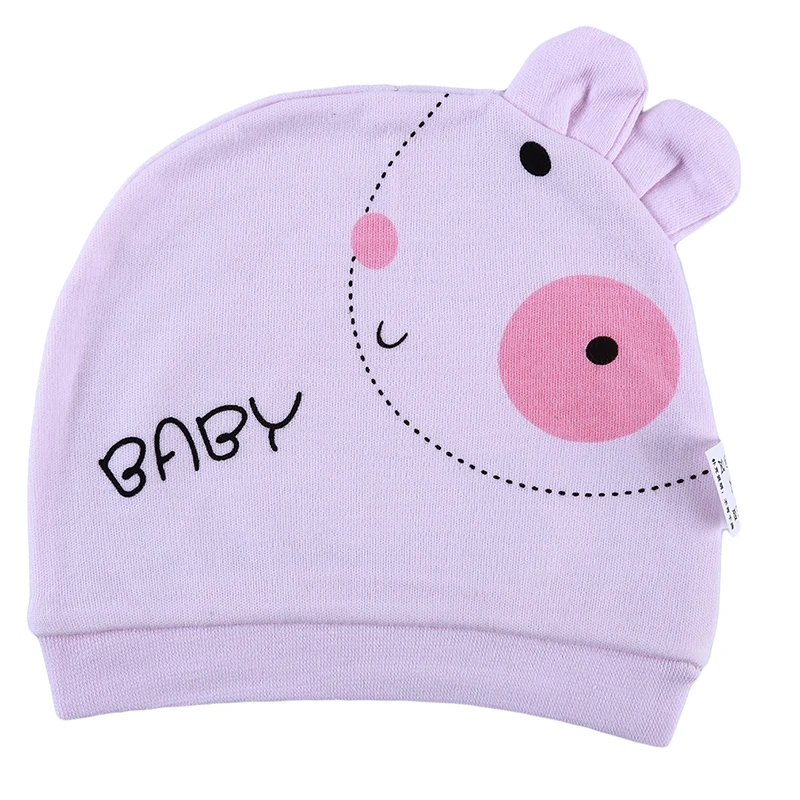 pink rabbit Шапочка для новорожденных с милым мультяшным Кроликом, котом, поросенком и смайликами; хлопковая детская шапка для мальчиков и девочек; принадлежности для младенцев; разные цвета на выбор - Цвет: pink rabbit