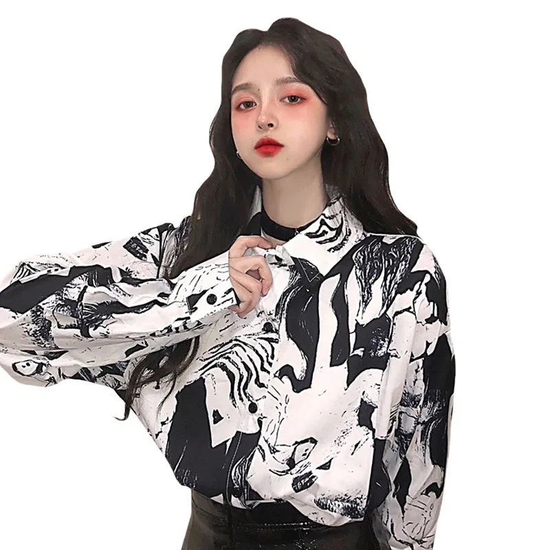 2019 Весенняя уличная одежда в стиле Харадзюку рубашки с длинными рукавами женские