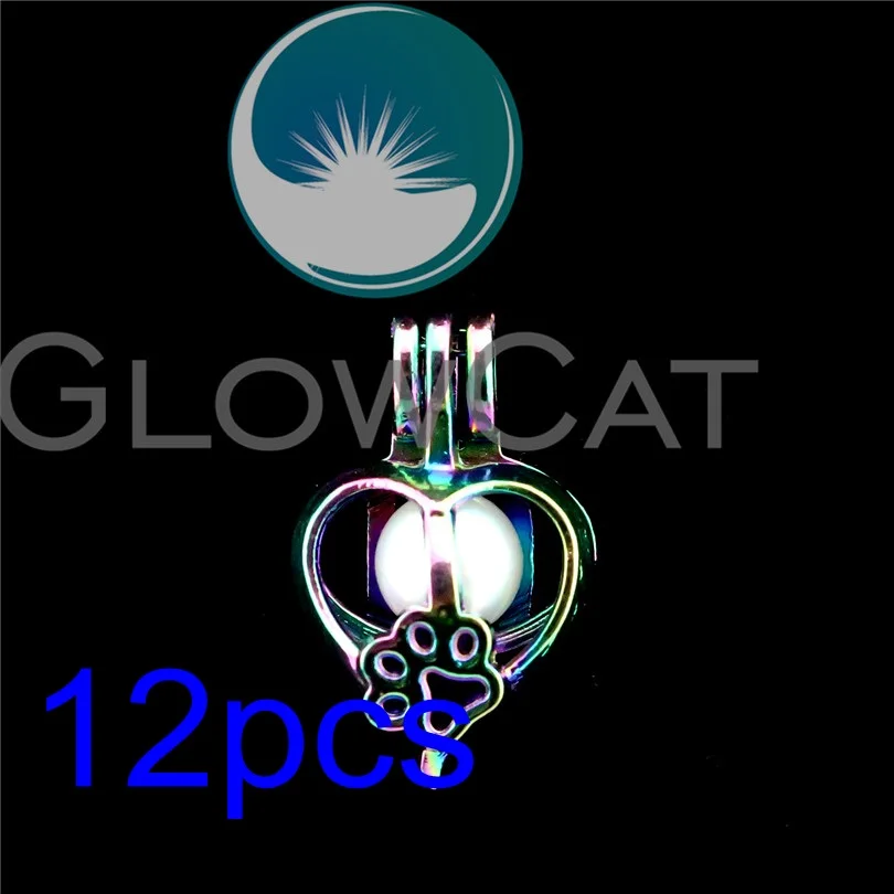 12x R C696 Радуга Цвет сердце следы лап жемчужная клетка для изготовления ювелирных