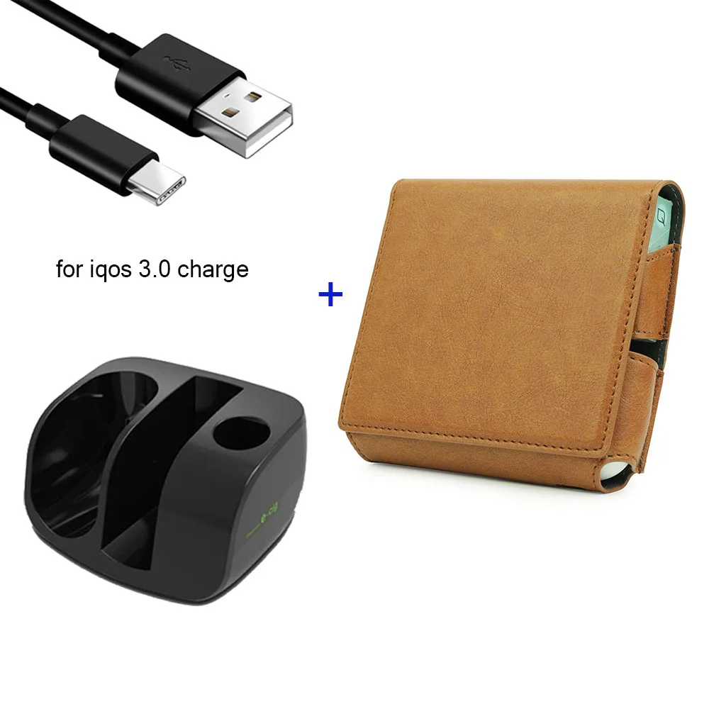 JINXINGCHENG Флип Бумажник кожаный чехол для Iqos 3,0 чехол для зарядки для Iqos 3 зарядное устройство сумка держатель чехол - Цвет: brownC30