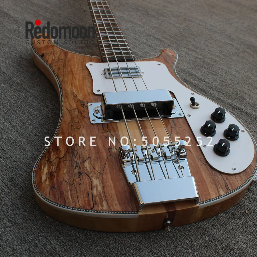 Заводские 4 струны рикенбэк бас с spalted кленовый топ шеи-через корпус для электрической бас-гитары гитара музыкальный инструмент магазин