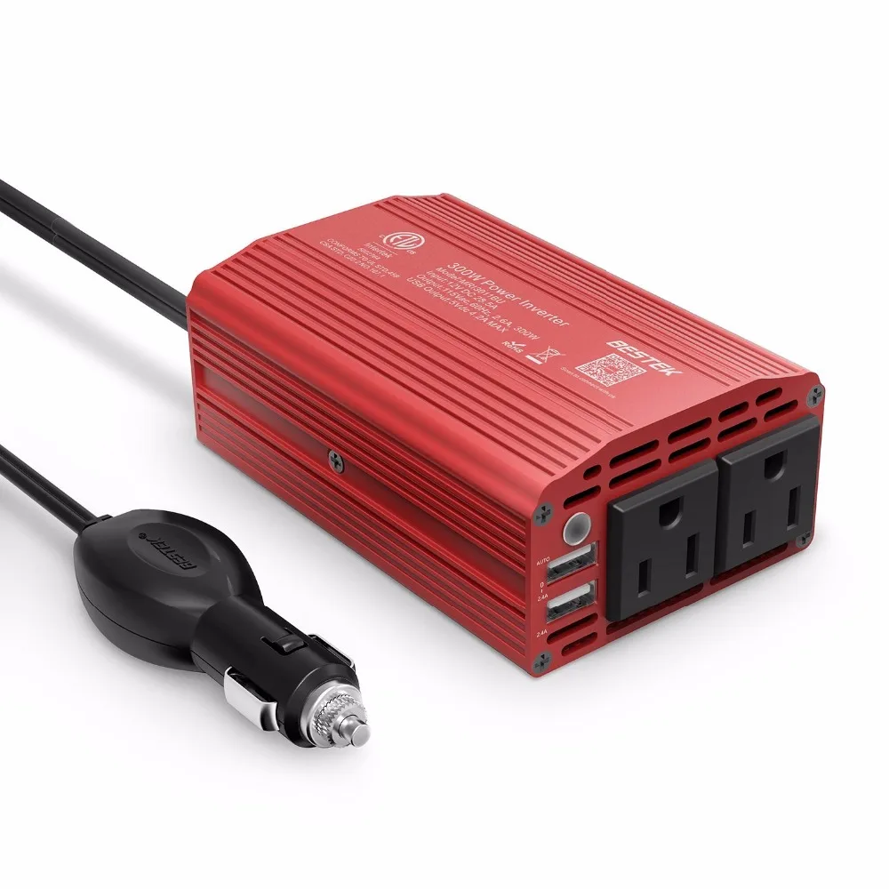 BESTEK 300 Вт автомобиля Мощность инвертор 12 В 110 60 Гц конвертер 4.2A Dual USB Usb Зарядное
