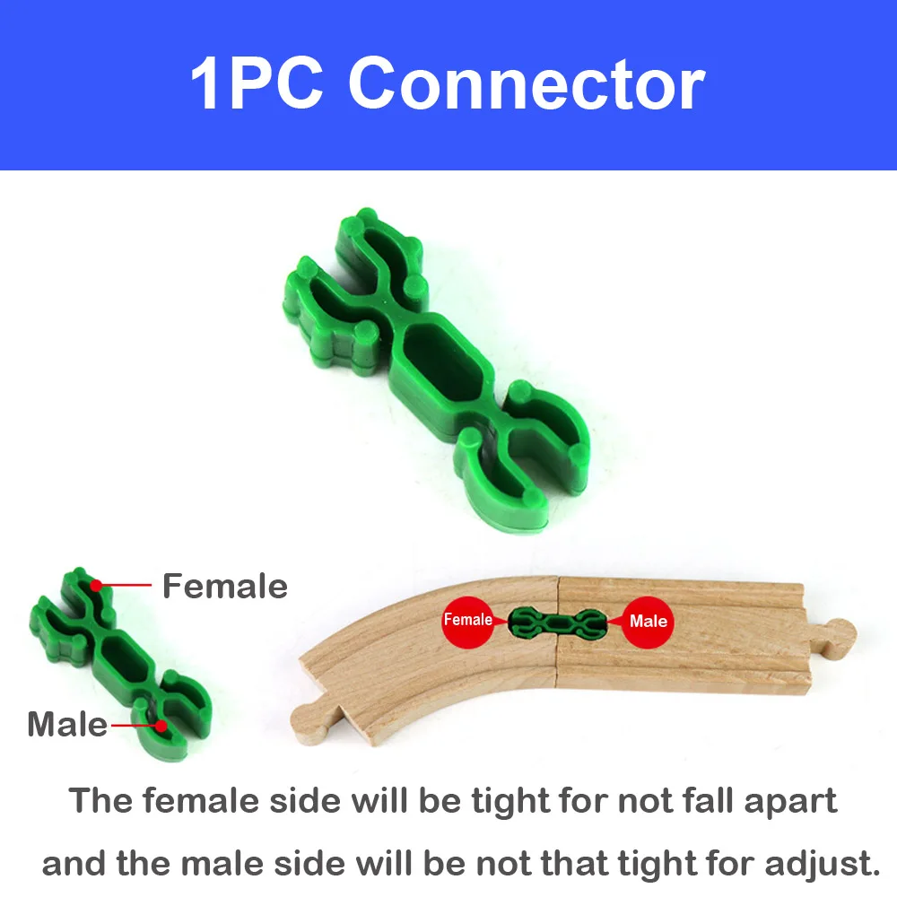 1pc connector Деревянные железнодорожные дорожки, аксессуары из бука, железнодорожные части, совместимые с Thomas Biro, все бренды, игрушки для поездов, гоночные дорожки - Цвет: 1pc connector