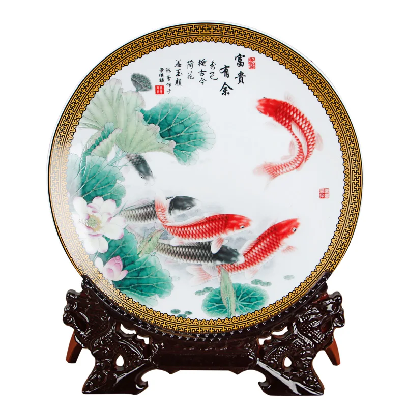 Jingdezhen Ceramic Landscape Fish Horse Porcelain Decorative Plate Metope For Living Room Hotel | Дом и сад
