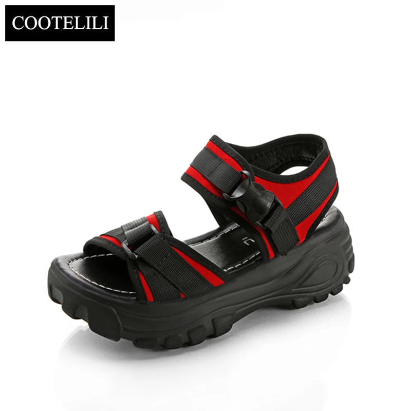 COOTELILI Beach Sandals For Women Buckle Strap Platform Woman Summer Flat Shoes women shoes | Обувь