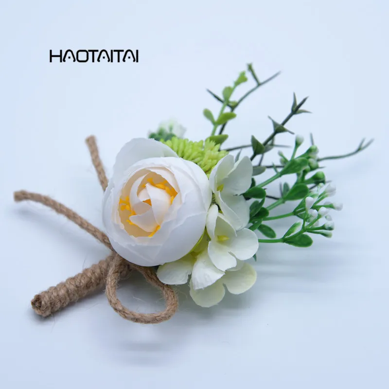 Бутоньерки Красный Новая Мода Best Man Цветы корсаж для жениха дружка Свадебный