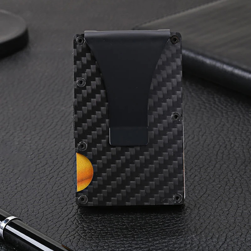 

WESTCREEK Brand RFID Real Carbon Fiber Metal Mini Slim Wallet Credit Card ID Holder Anti Theft Business Card Holder
