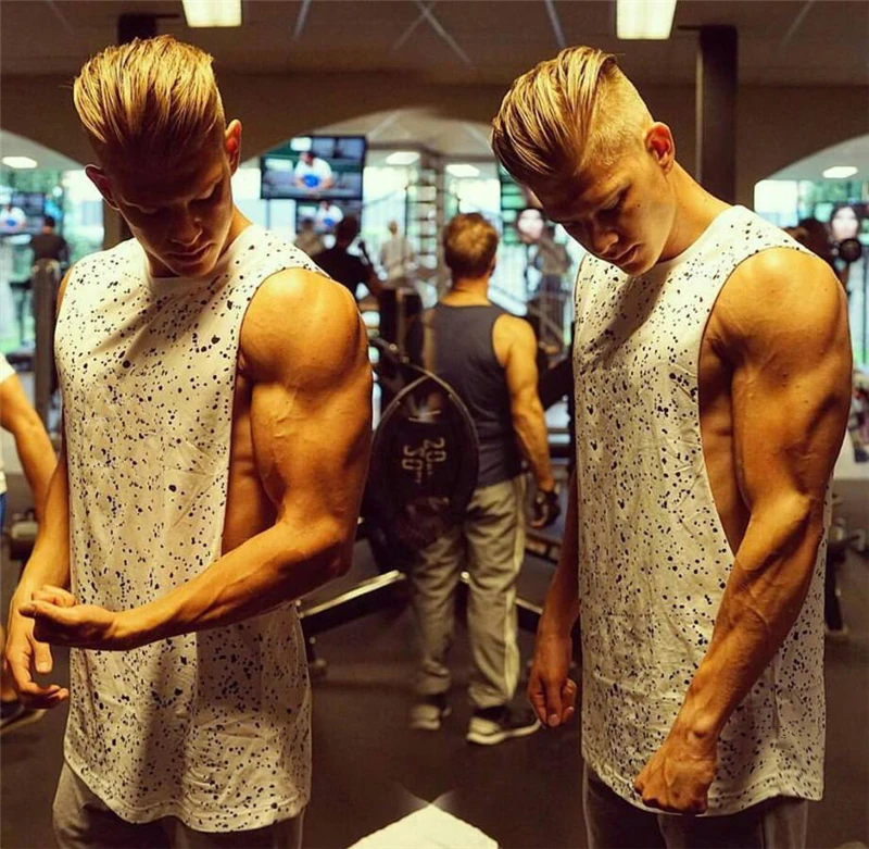 New Fashion Cotton Cut Off Sleeveless Shirts Bodybuilding Stringer Tank Top Men Fitness Mens Singlet Workout Gym Clothing Vest | Мужская