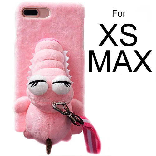 Кукла-игрушка из мультфильма динозавр чехол для iPhone 6 s 8 XR XS, 3D Милые Плюшевые Пушистые пушистые Меховые чехлы с подставкой - Цвет: For XS MAX