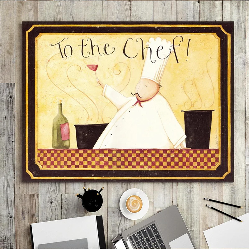 COSY MOMENT Chef Love to Cook кухонный плакат для ресторана домашнего декоративного холста