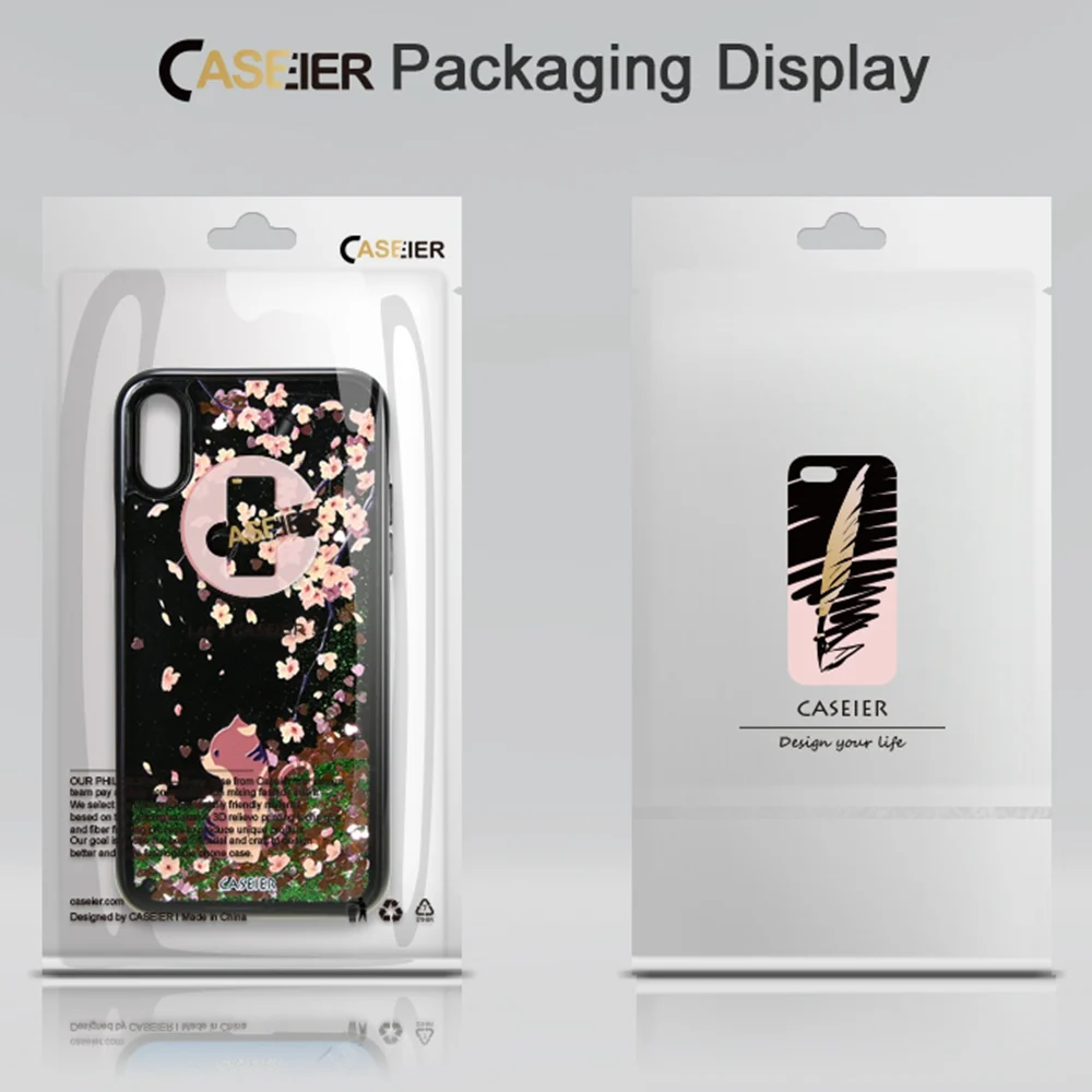 Caseier Жидкий блеск песок Телефон чехол для iPhone 6 6s 7 8 Plus x цветок кошка 3D Крышка
