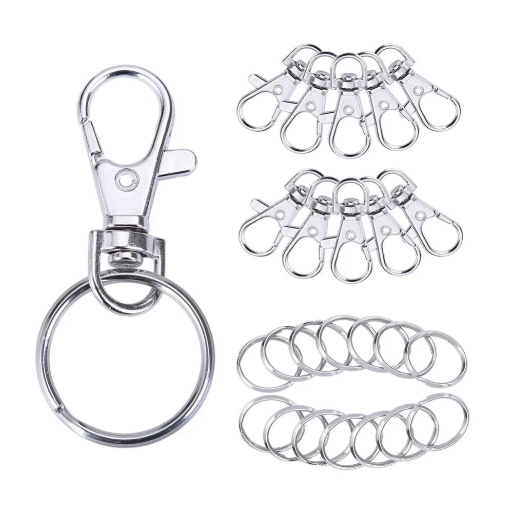 

55PCS Silver Metal Swivel Lobster Clasps Lanyard Snap Hook Lobster Clasp Clip Jewelry Findings Clasps Keychain Key Rings