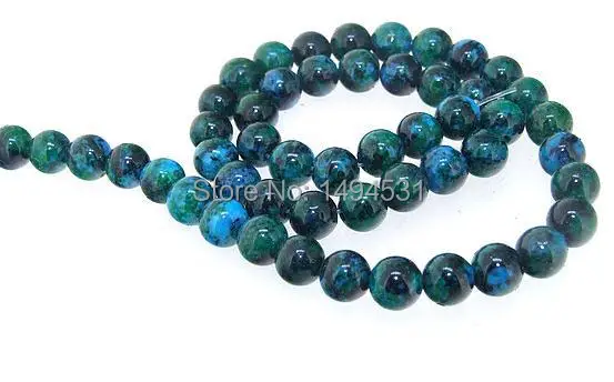 Высококачественные круглые азуритовые хризоколлы бусины с драгоценным камнем 8