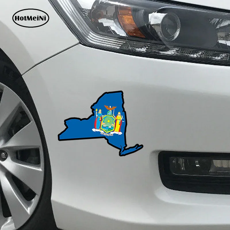 HotMeiNi 13cm x9.2cm Car Styling New York State Flag Map - Printed Vinyl Decal Sticker Ny Usa Waterproof Accessories Funny | Автомобили и
