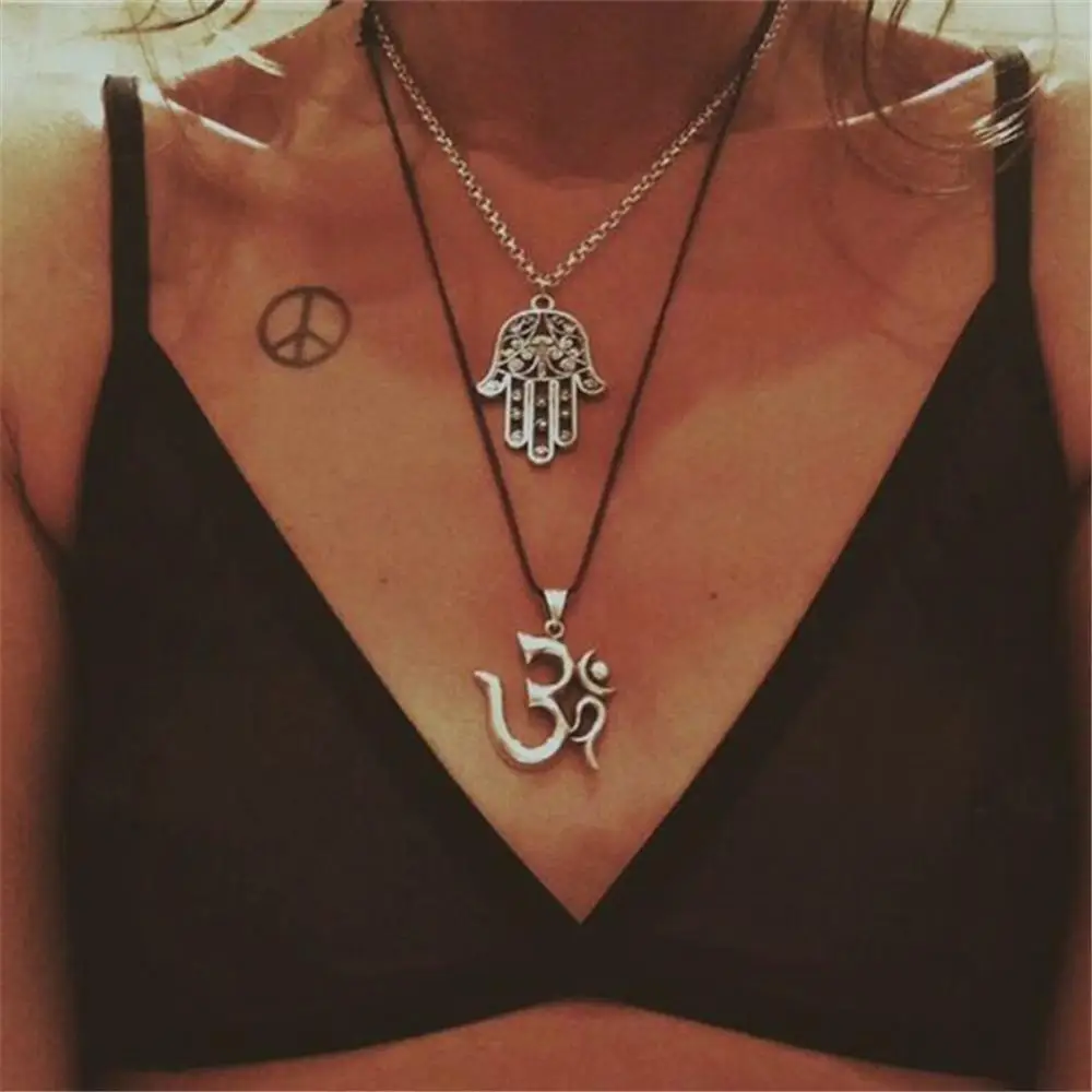 20 шт./лот Lucky Hamsa подвеска в форме руки ожерелье для женщин посеребренное Hasma Fatima