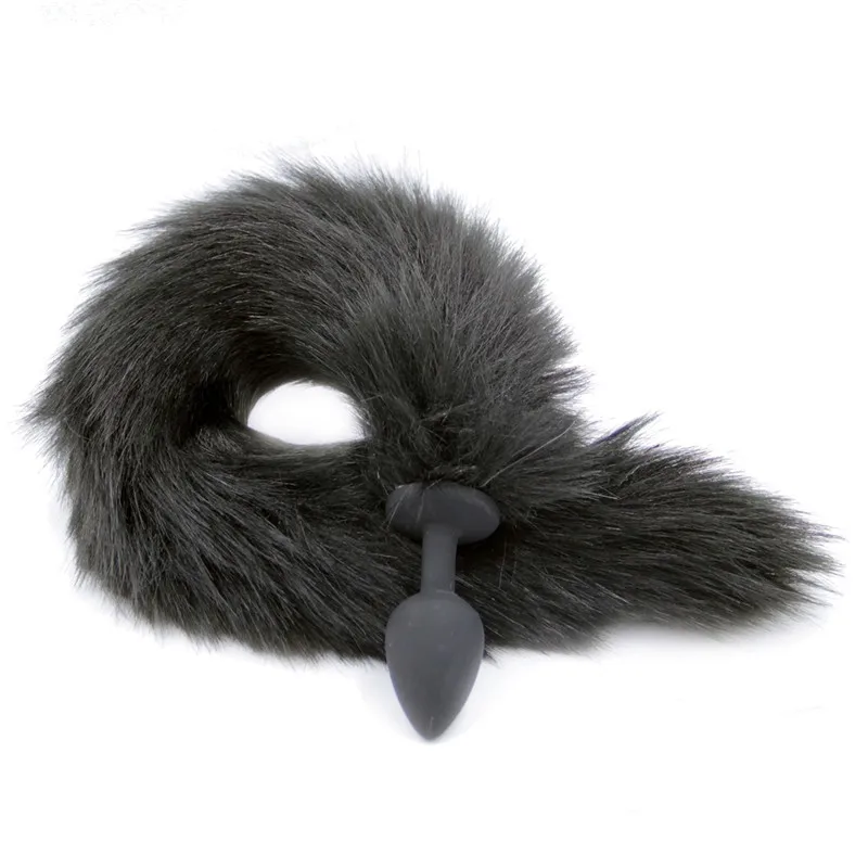 Анальная пробка с лисьим хвостом силиконовая эротические игрушки анальные