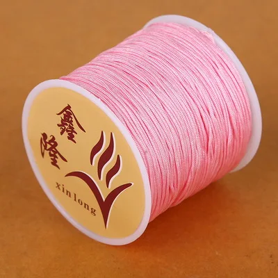 Pink Red 50 метров 23 Цвета Нейлоновый Шнур нить китайский узел макраме шнур браслет плетеный шнур DIY кисточки вышивка бисером Шамбала нить - Цвет: Pink Red
