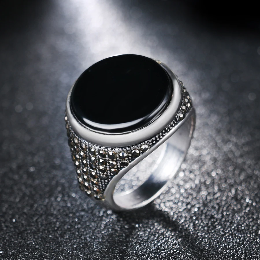 Модное черное мужское кольцо Kinel в стиле панк винтажные ювелирные изделия