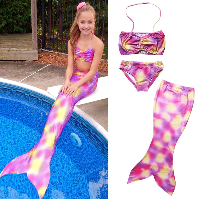 2018 детский купальник для девочек хвост русалки плавания бикини служанки