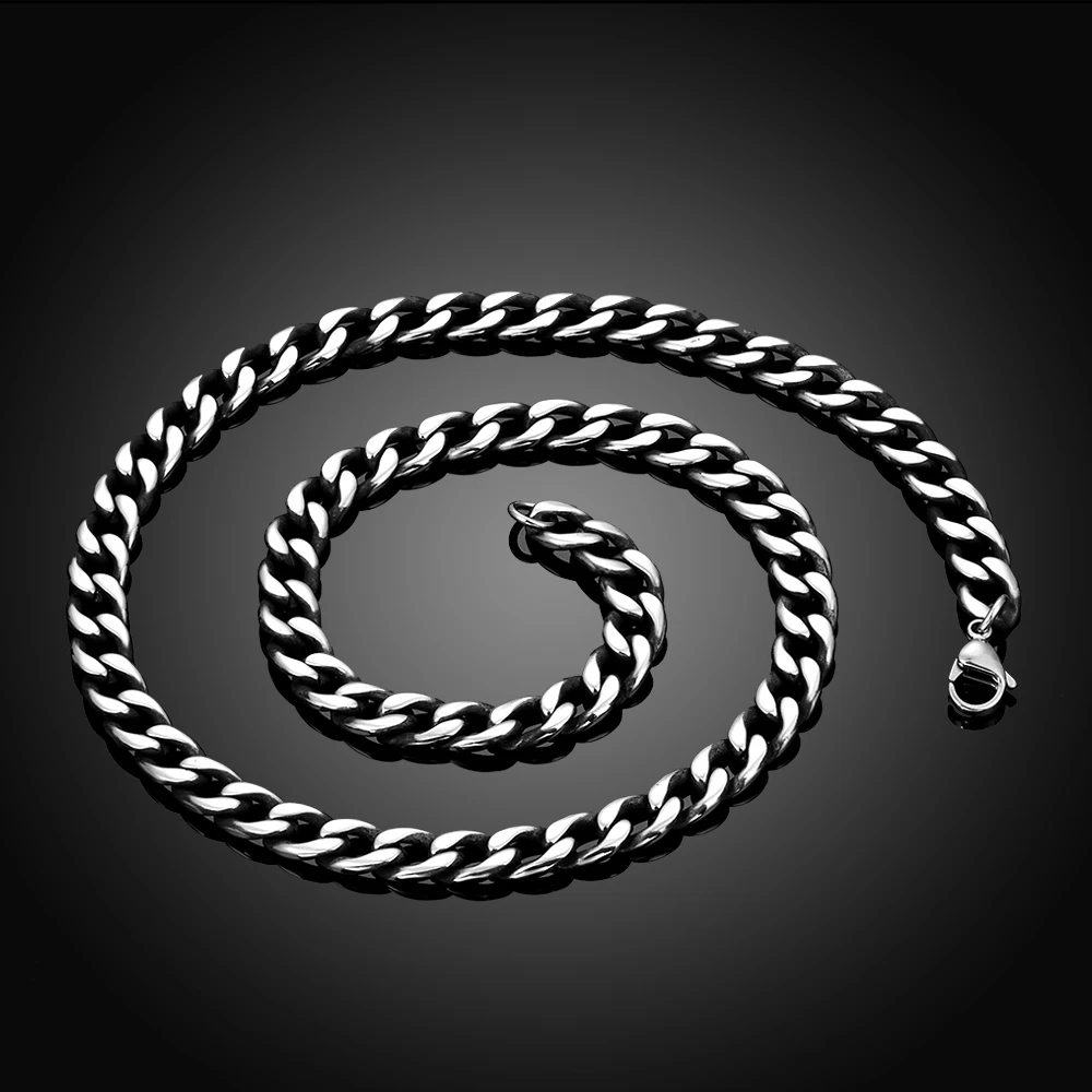 Diylocket Нержавеющая сталь Цепочки и ожерелья цепь 22 дюйм(ов) 7.0 мм Винтаж Для мужчин