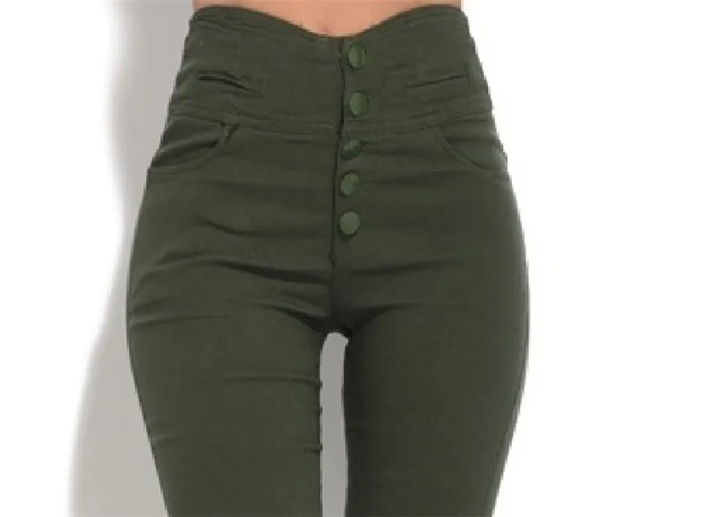 Women Trousers 2018 Autumn New Button Up High Waist Sexy Pencil Pants Elastic Slim Bottoming Plus Size Bodycon | Женская одежда