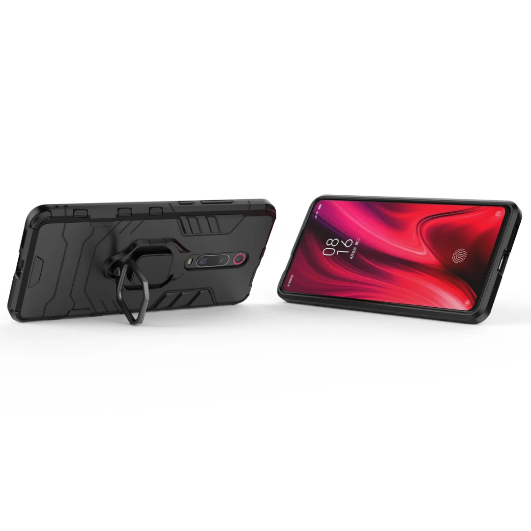Гибридный чехол с кольцом-подставкой для Xiaomi Mi 9T Pro жесткий силиконовый +