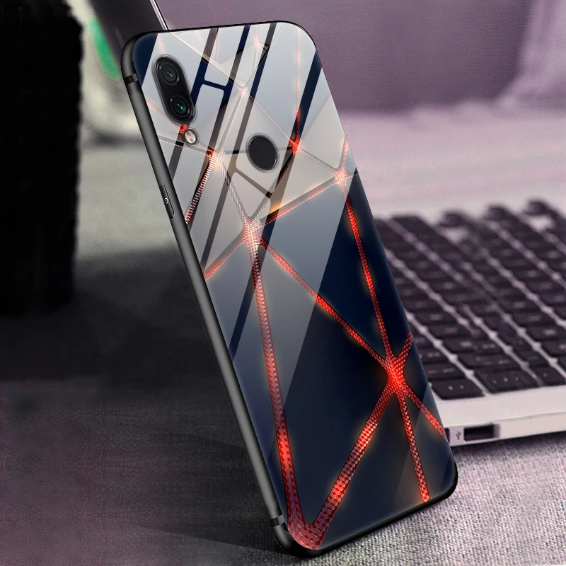 Для Xiaomi Redmi 7 Чехол из закаленного стекла твердая задняя крышка для Xiaomi Redmi Note 7 чехлы для телефонов силикон бампер Coque на Redmi7 Note7