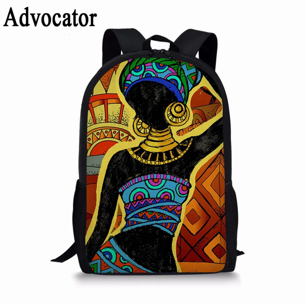 Advocator Printed African Girls Lunch Bag Cartoon Girls Portable Thermal Food Picnic Bags for School Kids Boys Lunch Box Tote