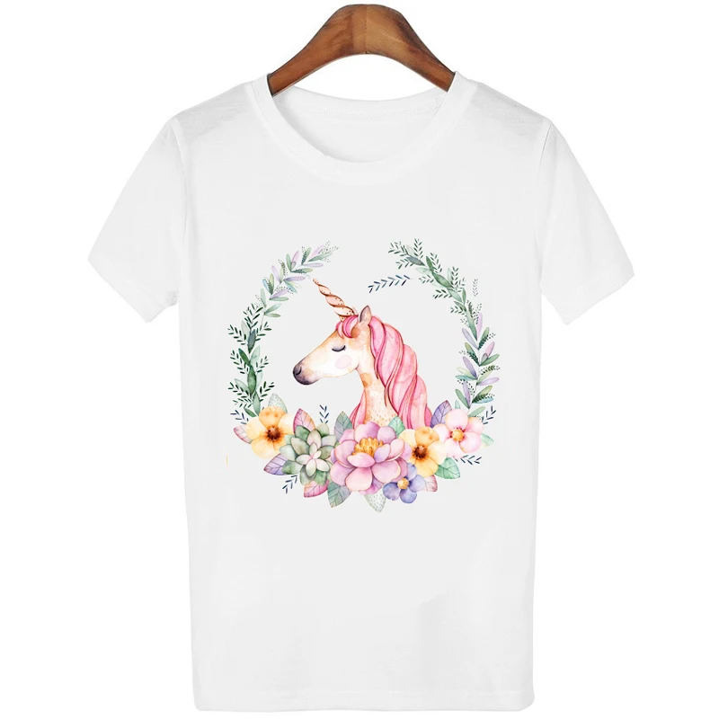 Женские футболки Kawaii с единорогом женская футболка Повседневная о ncek Короткие
