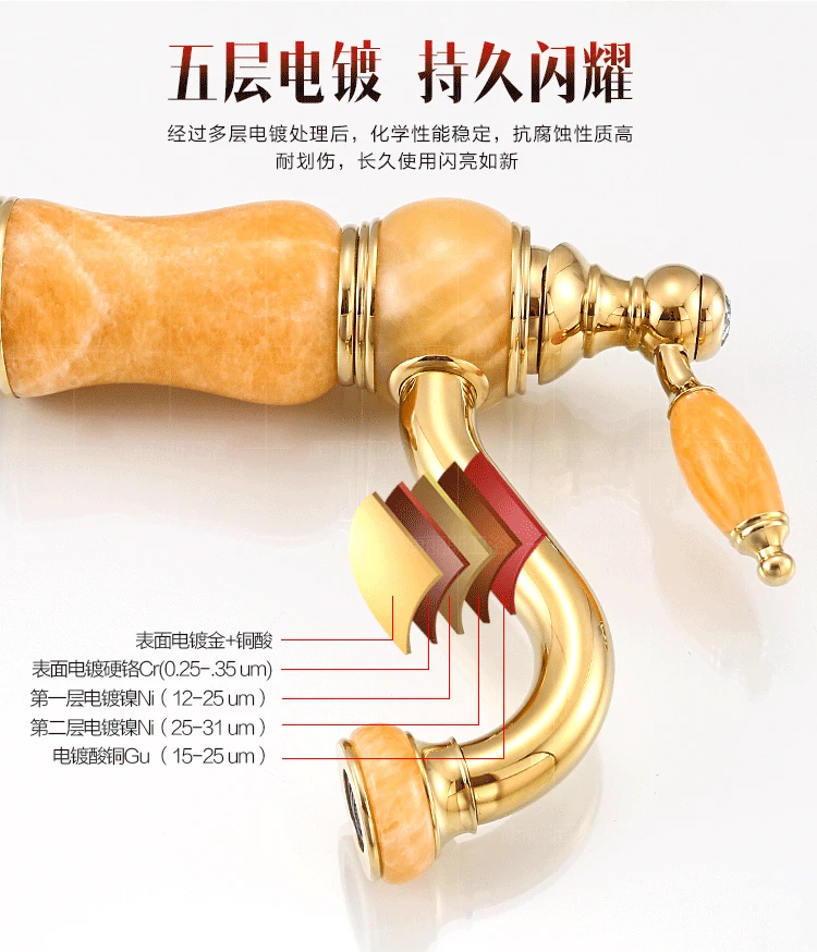 Роскошный Золотой смеситель для ванной комнаты кран раковины из латуни высокого