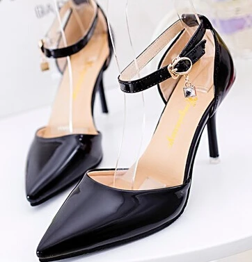 2016 новых OL дамы стилет мелкая рот указал лакированные туфли на высоком каблуке