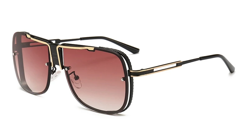Большие металлические Квадратные Солнцезащитные очки для мужчин и женщин модные винтажные очки UV400 46062 - Цвет линз: C7 orange red
