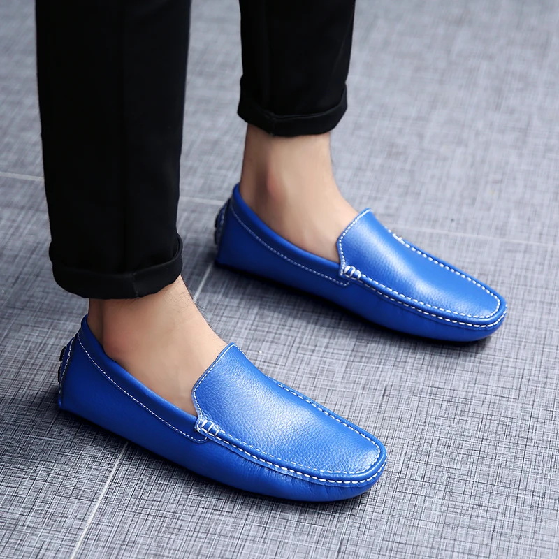 GOXPACER Four Seasons Loafers Boat Shoes Men British Style Genuine Leather Casual Fashion Single Free Shipping | Обувь