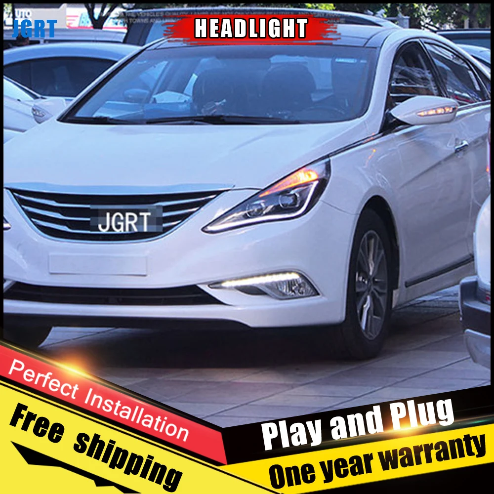 2 шт. автомобиль Стиль светодиодный фары для Hyundai Sonata 11 14 лет налобный фонарь DRL