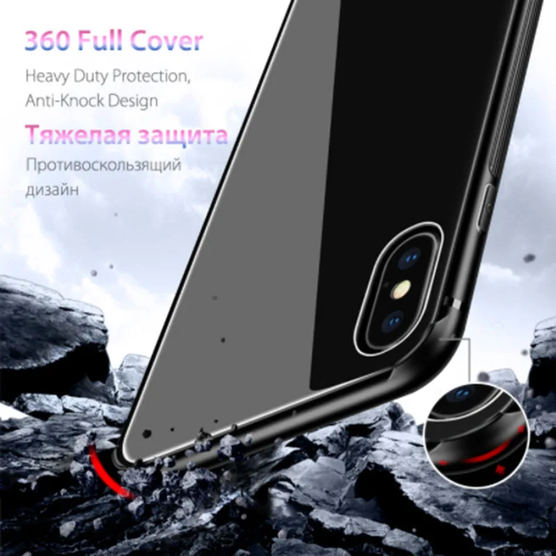 Fexcel Роскошные Стекло чехол для Coque iPhone X 7 8 плюс ТПУ Рамка противоударный полной