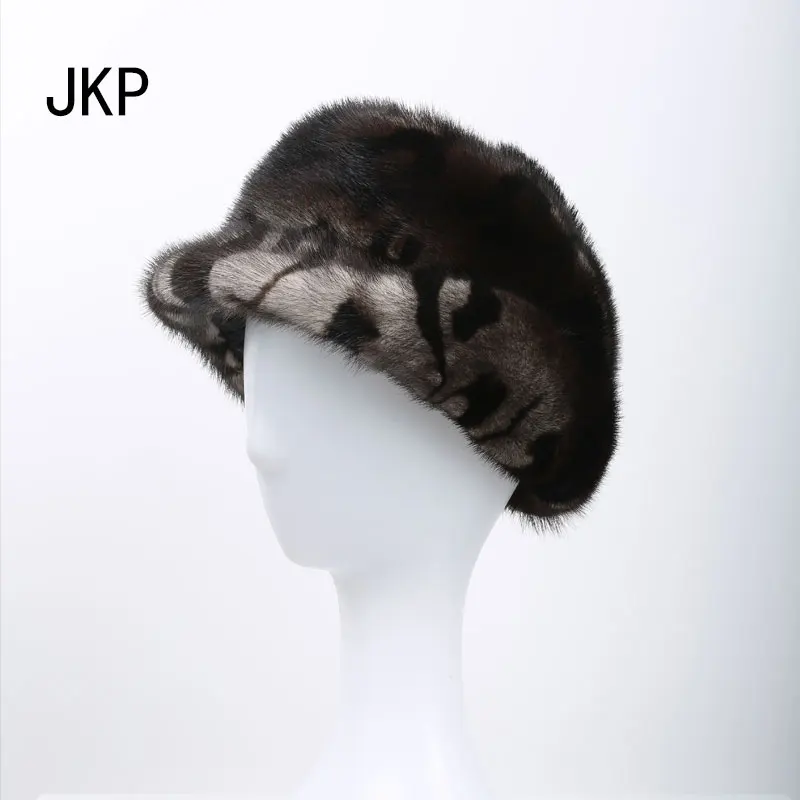 JKP Новая зимняя женская шапка из натурального меха норки, меховые шапки полностью из норки, модная меховая шапка черепки и шапочки DHY-59A